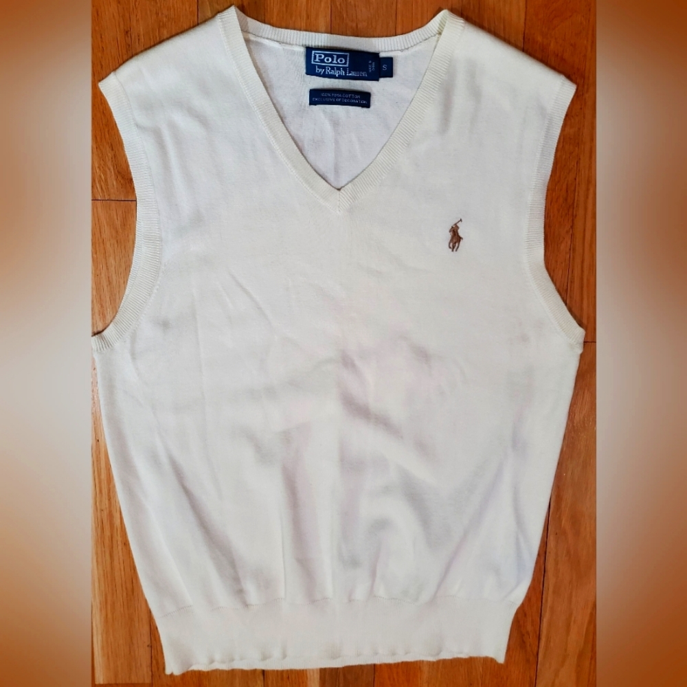 Polo by Ralph Lauren cream sweater vest, men's size S
